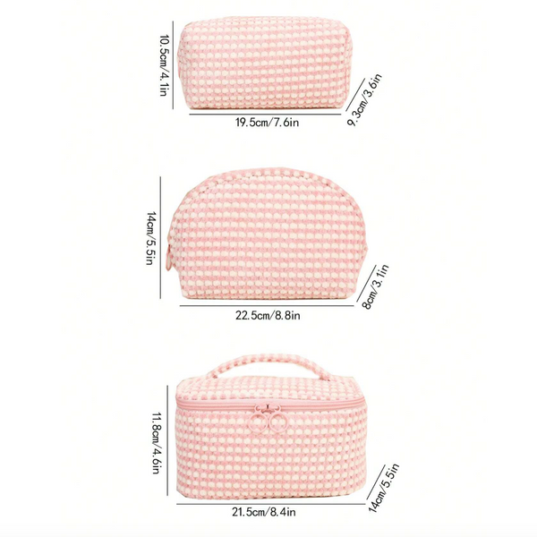 Viola | 3-Piece Soft  Cosmetic Makeup Bag Set