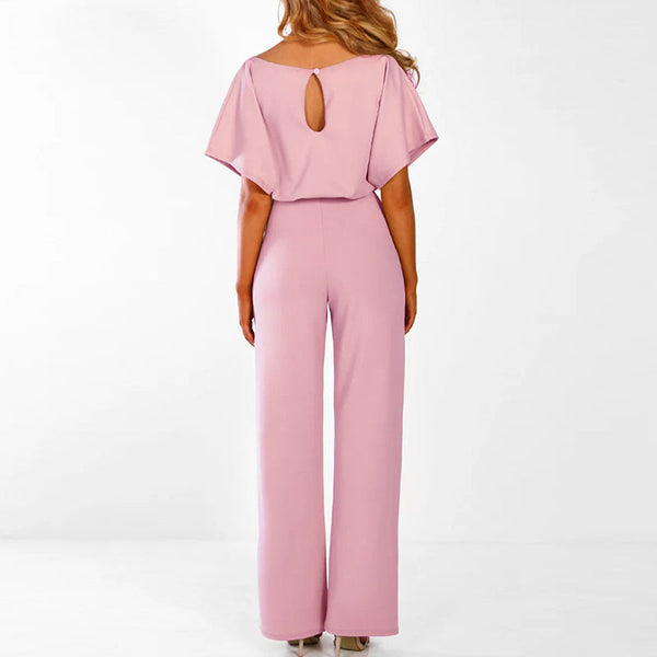 Women's High Waist and Short Flared Sleeves Jumpsuit