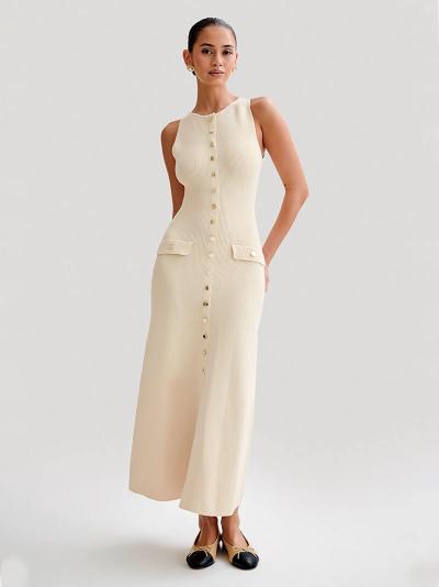 JENNIFER | Buttoned Sleeveless Maxi Dress