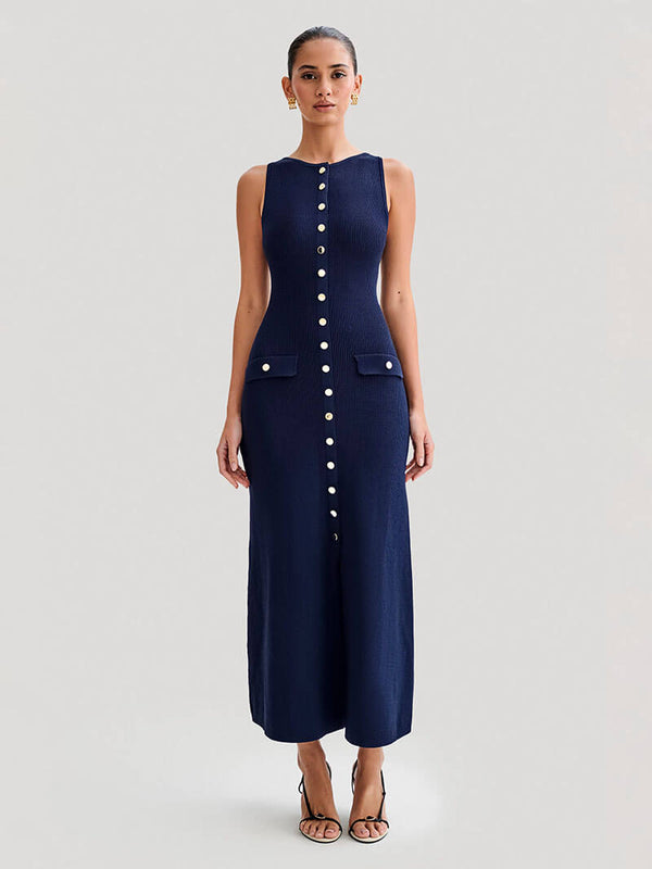 JENNIFER | Buttoned Sleeveless Maxi Dress