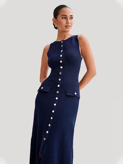 JENNIFER | Buttoned Sleeveless Maxi Dress