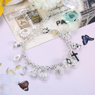 Trendy Silver Charm Bracelet