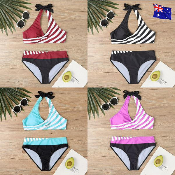 SOLENE | Striped Print Bikini Set