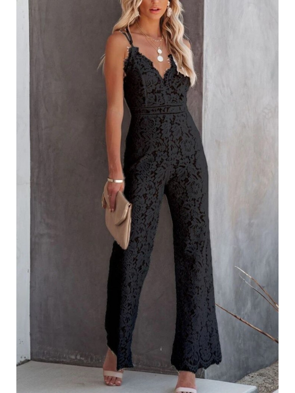 Mitchie | Lace Jumpsuit with Deep V-neck