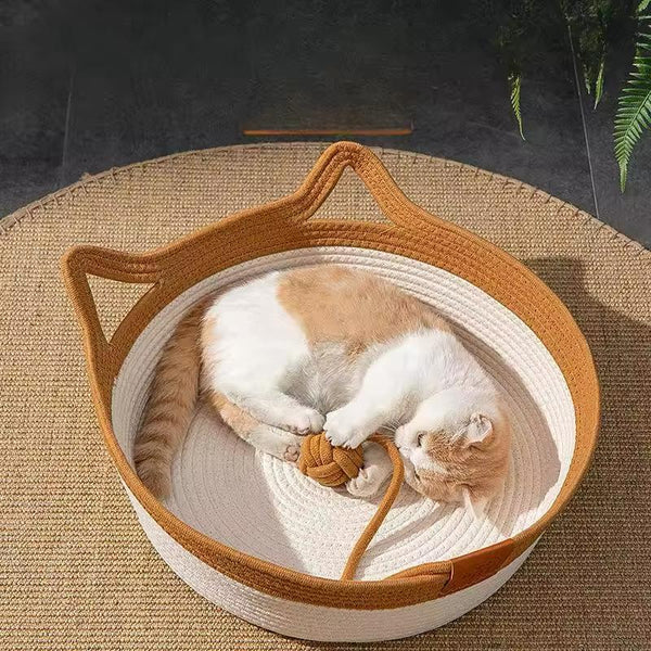 Handwoven Cotton Rope Bed for Cats