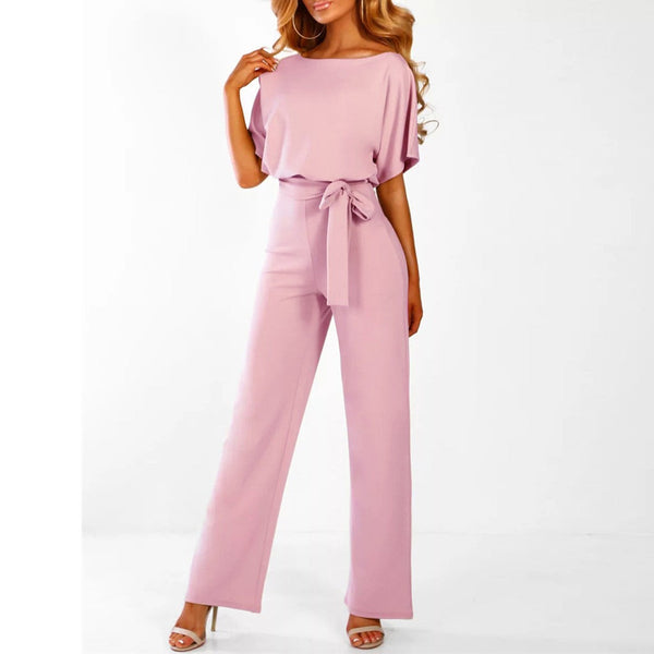 Women's High Waist and Short Flared Sleeves Jumpsuit