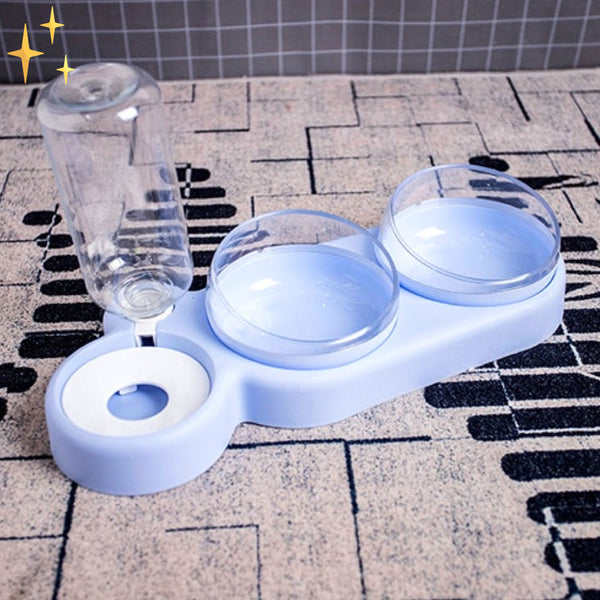 Pets Double Feeding Bowl with Automatic Water Dispenser