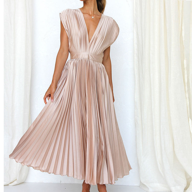 ROSIE | V-Neck Pleated Dress