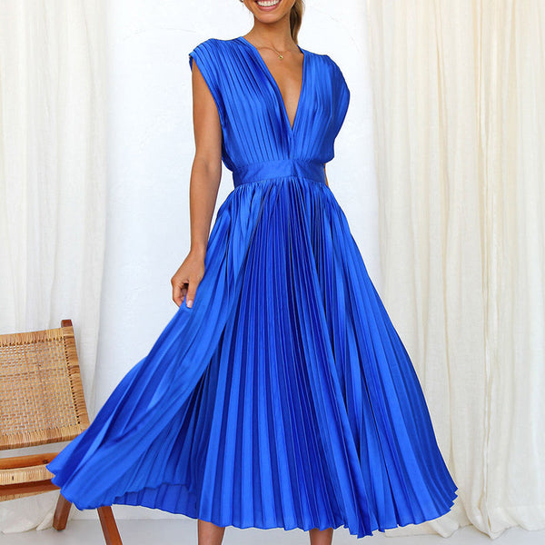 ROSIE | V-Neck Pleated Dress