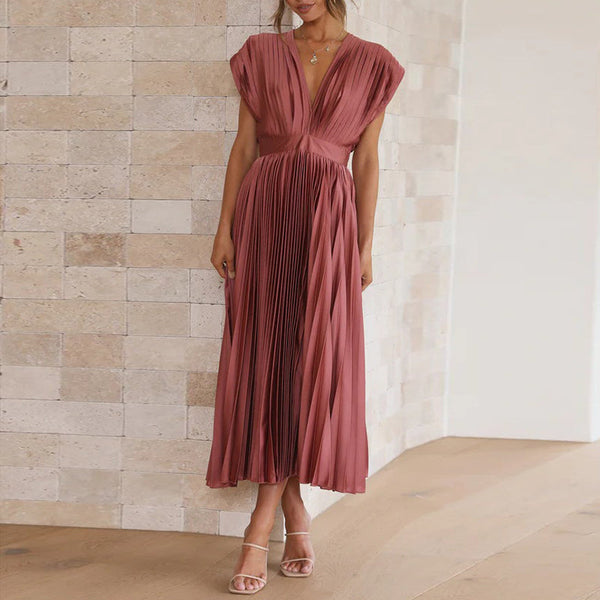 ROSIE | V-Neck Pleated Dress