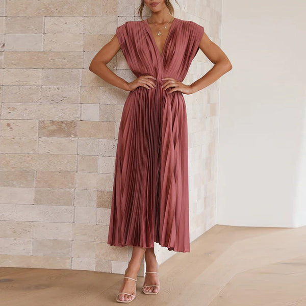 ROSIE | V-Neck Pleated Dress