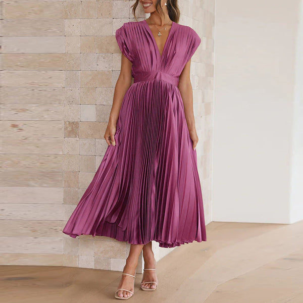 ROSIE | V-Neck Pleated Dress