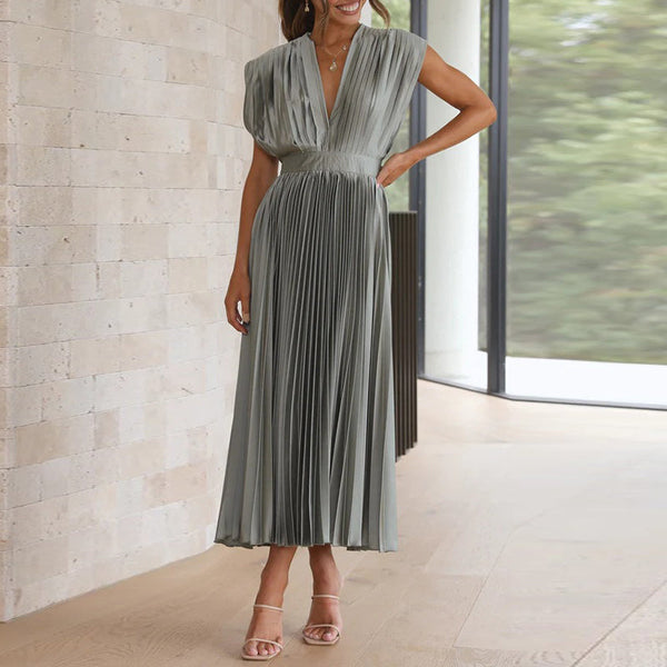 ROSIE | V-Neck Pleated Dress