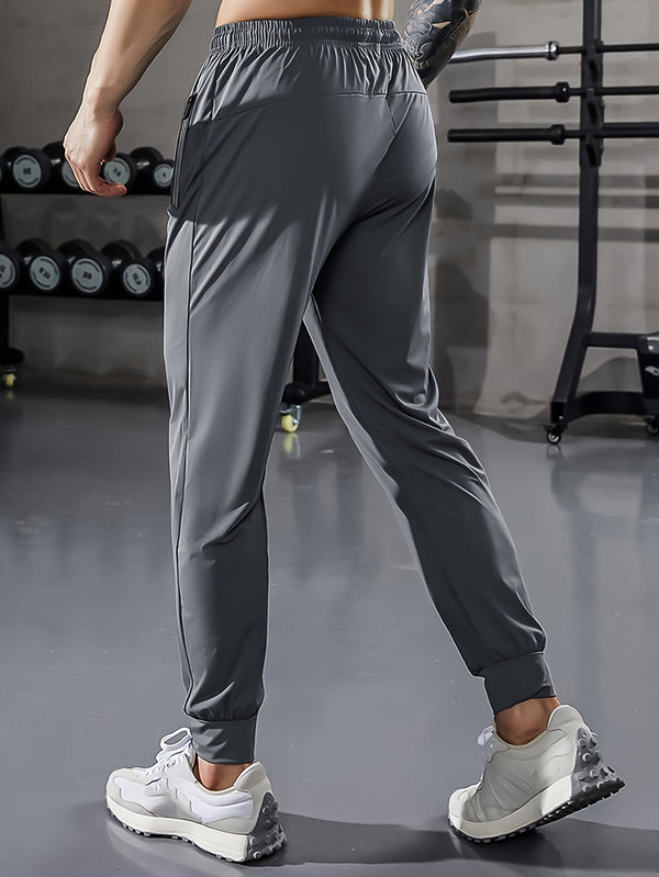 Men's Plain Jogging Pants with Zip Details