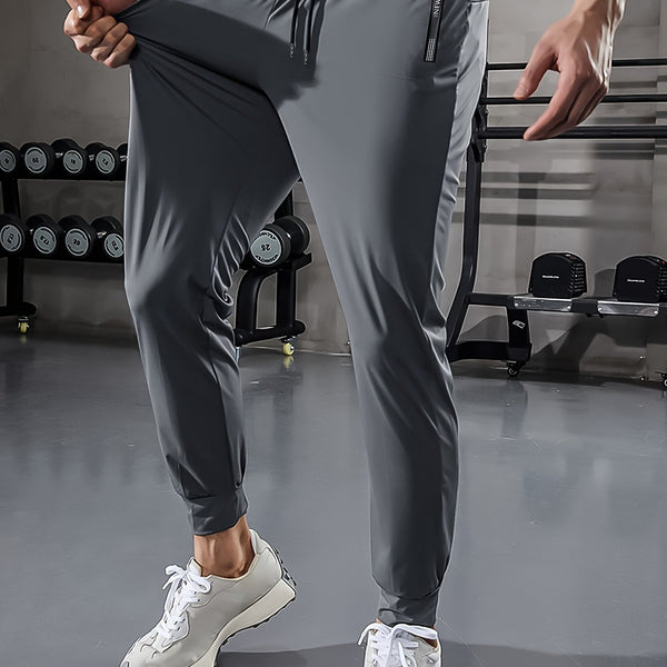 Men's Plain Jogging Pants with Zip Details