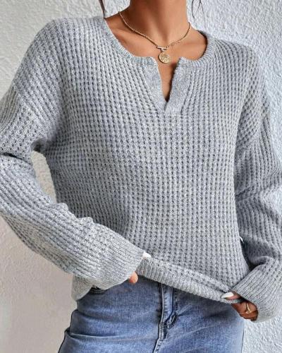 MILA | V-neck Waffle Sweater