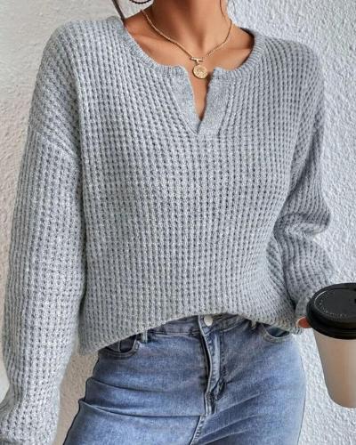 MILA | V-neck Waffle Sweater