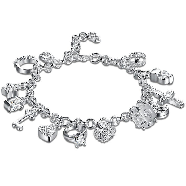 Trendy Silver Charm Bracelet