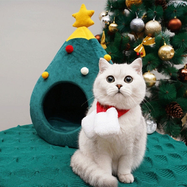 Cozy Christmas Tree Bed for Cats