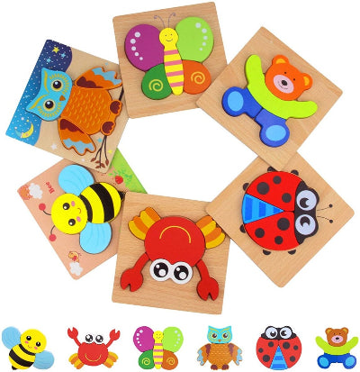 SafariPuzzles | Montessori Animal Puzzle Set (6-Piece)