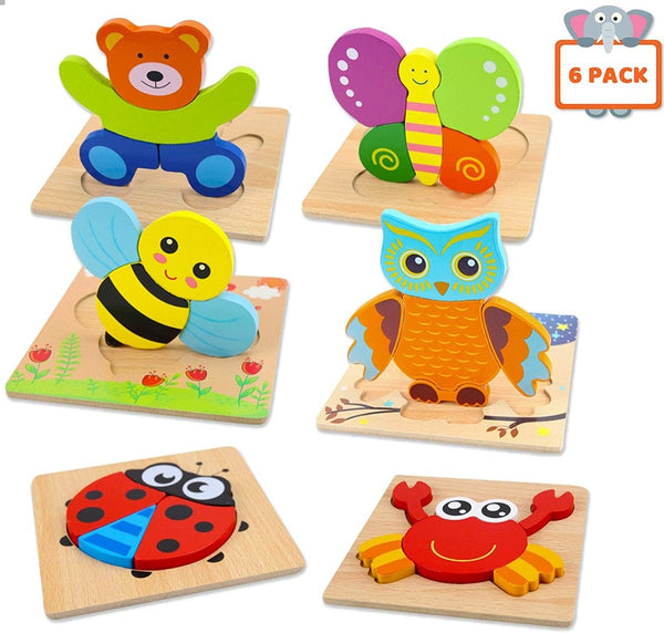 SafariPuzzles | Montessori Animal Puzzle Set (6-Piece)