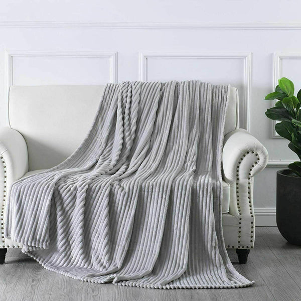 Ribbed Comfort Throw Blanket - Cozy Warmth & Stylish Design for Year-Round Comfort