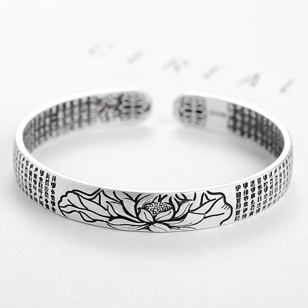 SerenityBloom - Silver Lotus Bracelet - Peace & Elegance